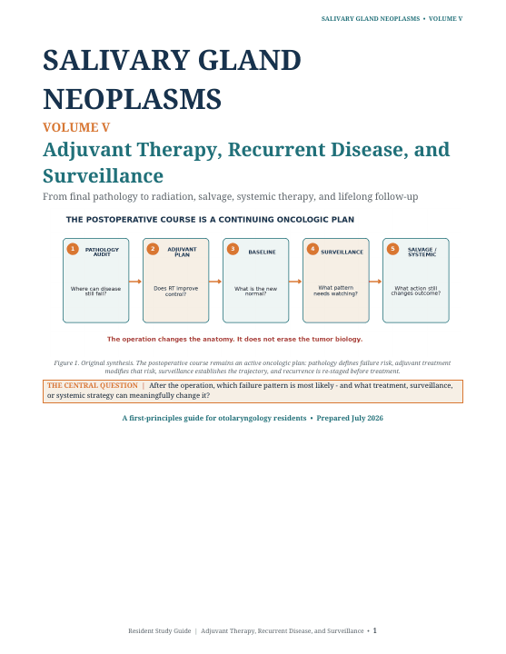 First page of Salivary Gland Neoplasms, Volume V: Adjuvant Therapy, Recurrent Disease, and Surveillance